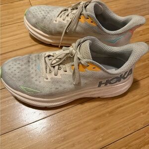 Hoka Gray and Orange Athletic Shoes